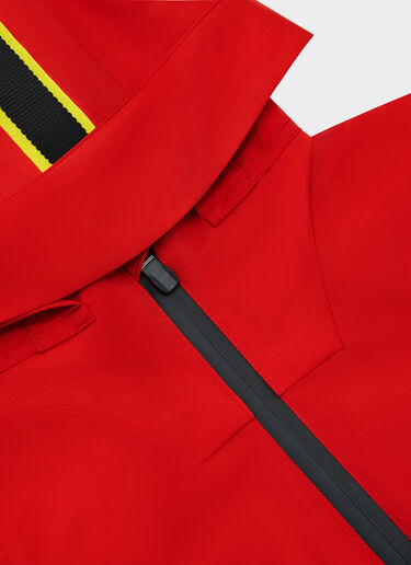 Ferrari Jacket in technical fabric with hood and Ferrari Shield detail Rosso Corsa 48523fK