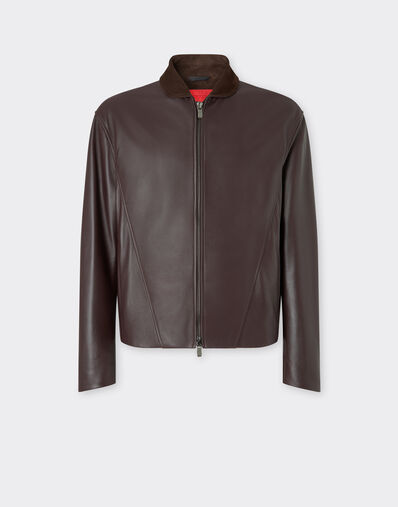 Ferrari Overshirt jacket in nappa and suede Espresso 22579f