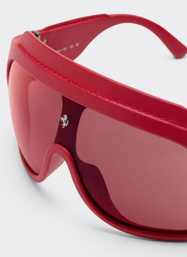 Ferrari Red Ferrari Limited Edition shield sunglasses in injected material and leather with red mirror lens Red F1580f