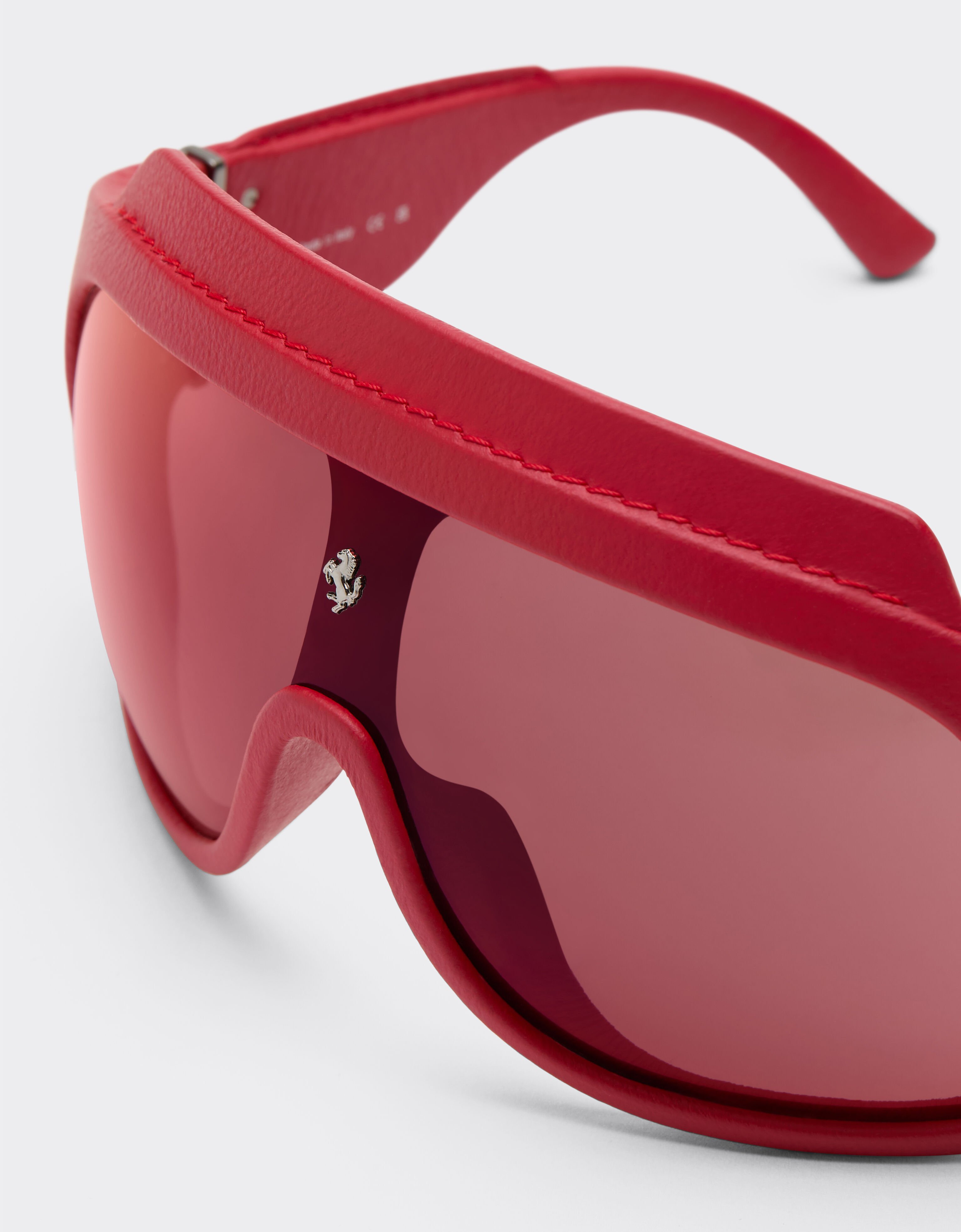 Ferrari Red Ferrari Limited Edition shield sunglasses in injected material and leather with red mirror lens Red F1580f