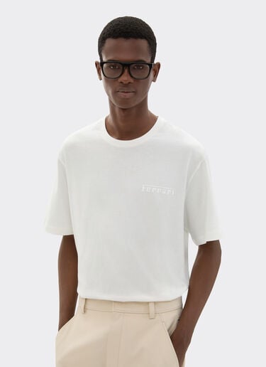 Ferrari コットン Tシャツ Ferrariロゴ オプティカルホワイト 48114f