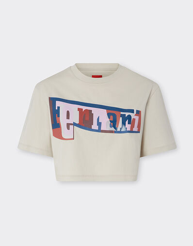 Ferrari Camiseta corta con logotipo estampado en bloques de color Gesso 22834f