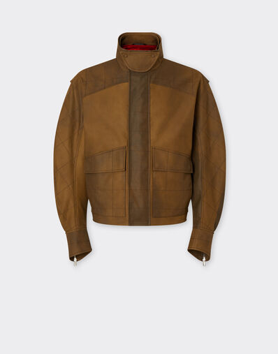 Ferrari Bomber jacket in dyed cotton twill Tabacco 22098f