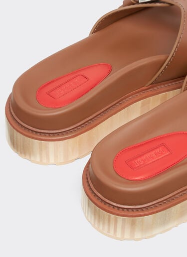 Ferrari Leather sliders with wooden sole Hide 22315f
