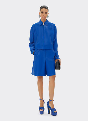 Ferrari Bomber jacket in liquid leather Klein Blue 21883f