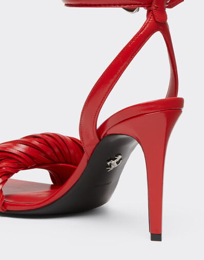 Ferrari Nappa leather heeled sandals Rosso Magma 51647f