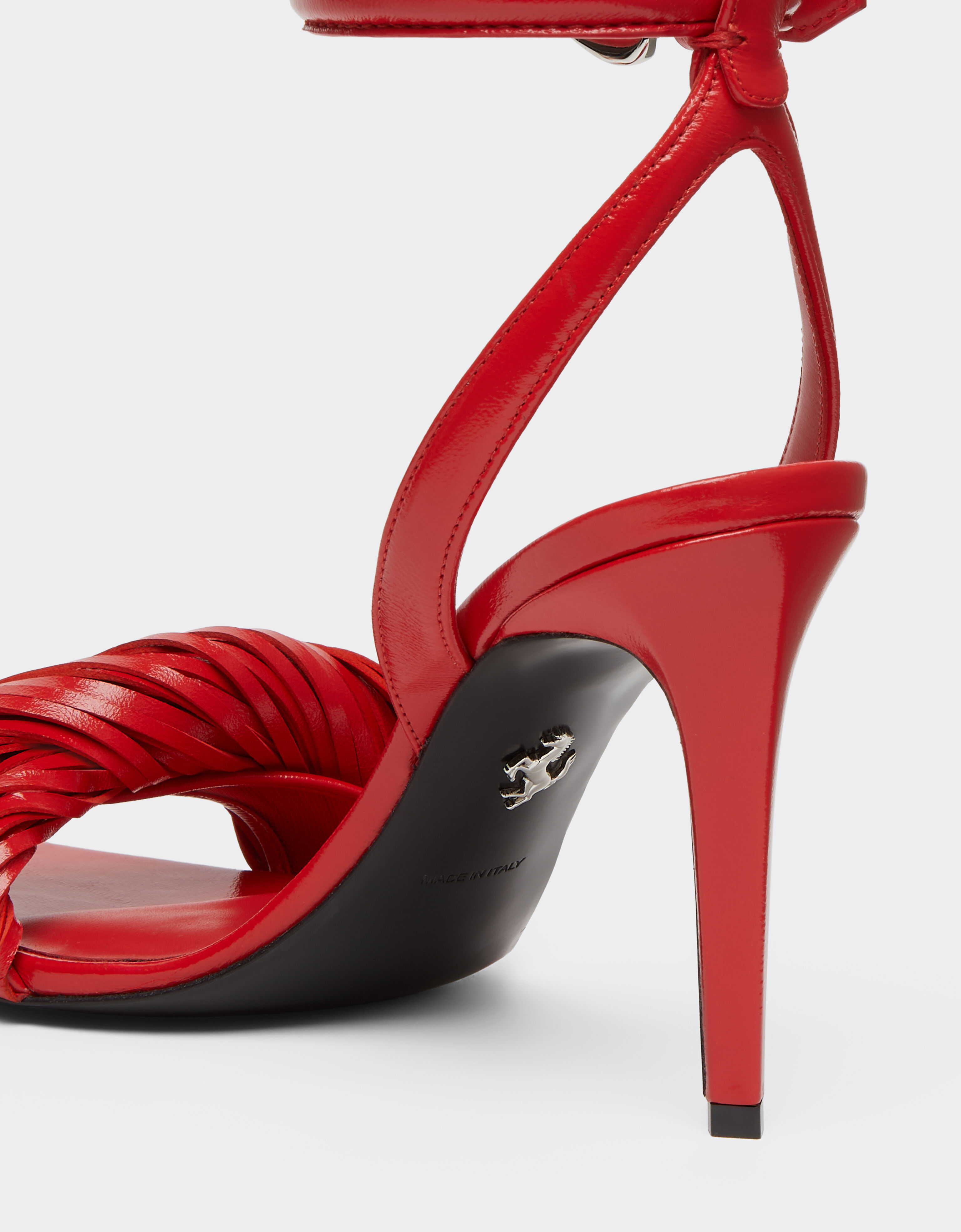 Ferrari Nappa leather heeled sandals Rosso Magma 51647f