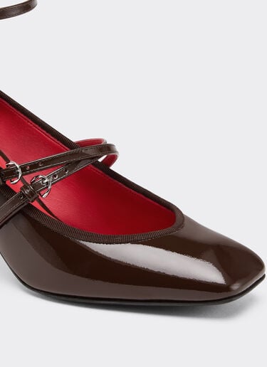 Patent leather Mary Jane pumps Ferrari Patent leather Mary Jane pumps Dark brown 22733f