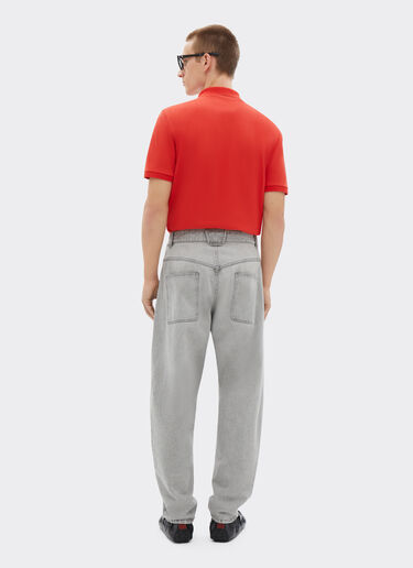 Ferrari Organic cotton piqué polo shirt with Prancing Horse Rosso Dino 47822f