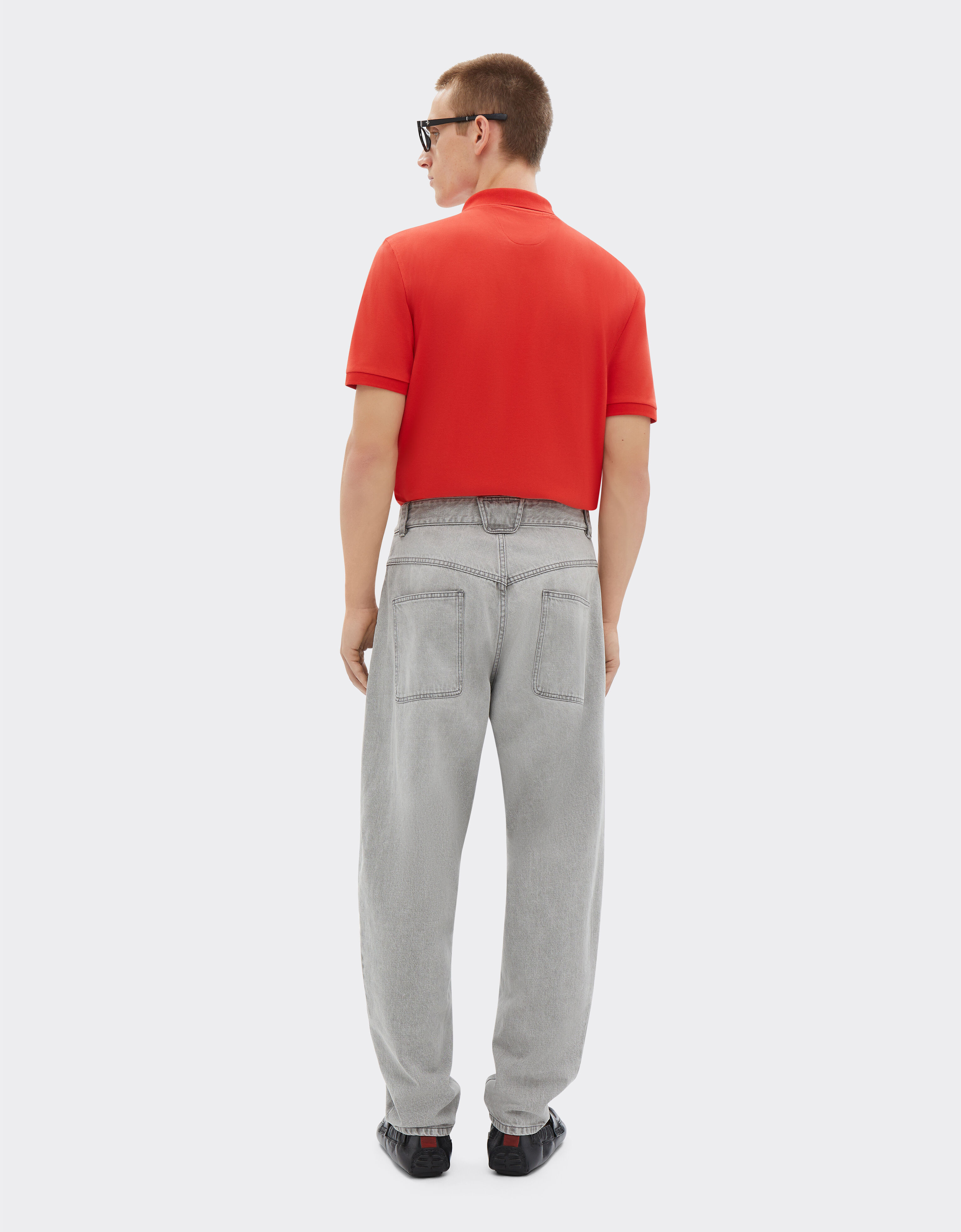 Ferrari Organic cotton piqué polo shirt with Prancing Horse Rosso Dino 47822f