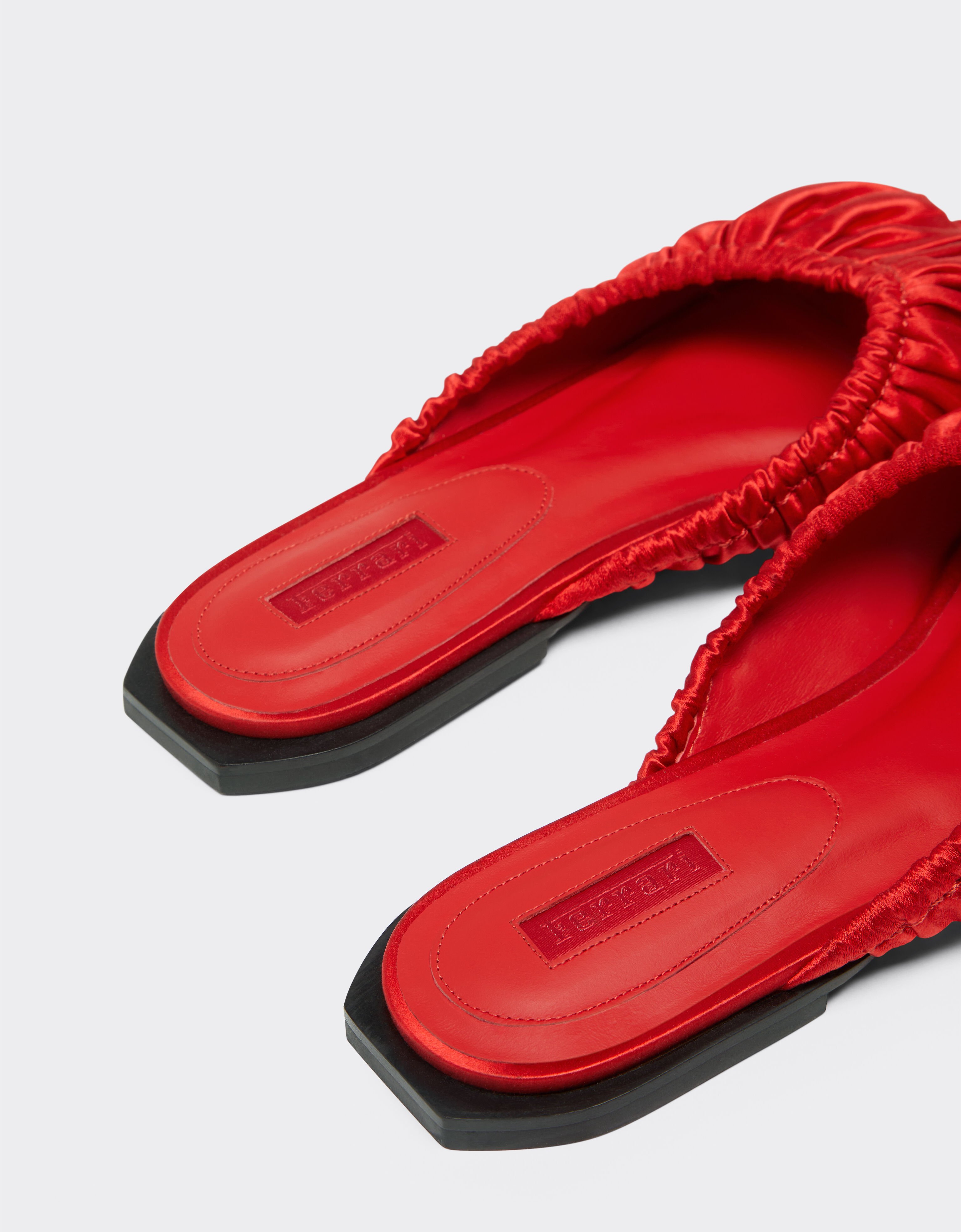 Ferrari Satin sliders with gathered motif Rosso Dino 22027f
