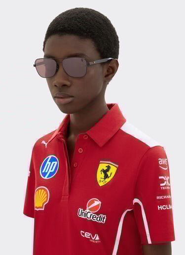 Ray-Ban for Scuderia Ferrari RB8336M in black metal and dark carbon fibre with polarised silver mirror purple lenses Ferrari Ray-Ban for Scuderia Ferrari RB8336M in black metal and dark carbon fibre with polarised silver mirror purple lenses Black LA02If