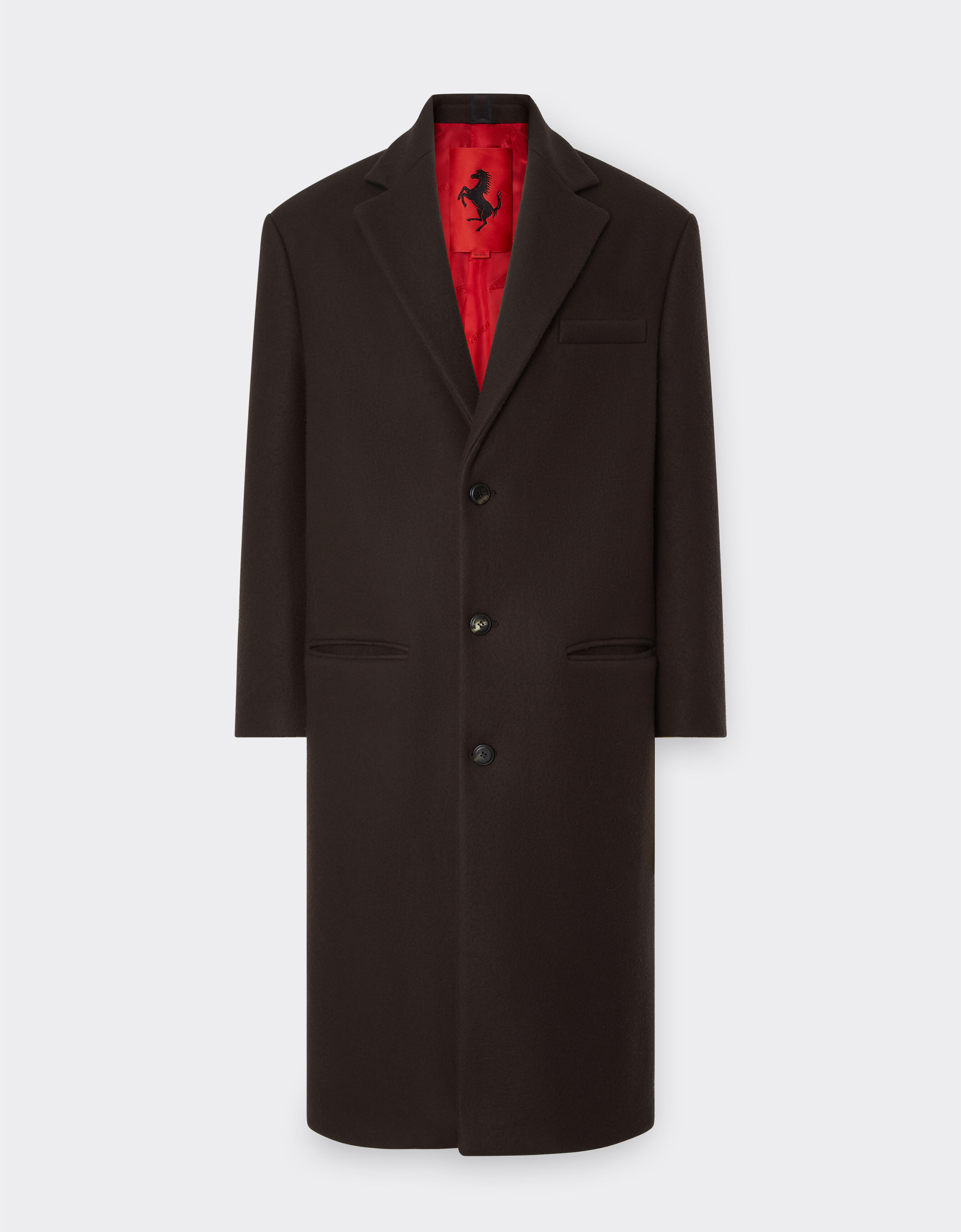 Ferrari Double wool single-breasted coat Dark Brown 20943f