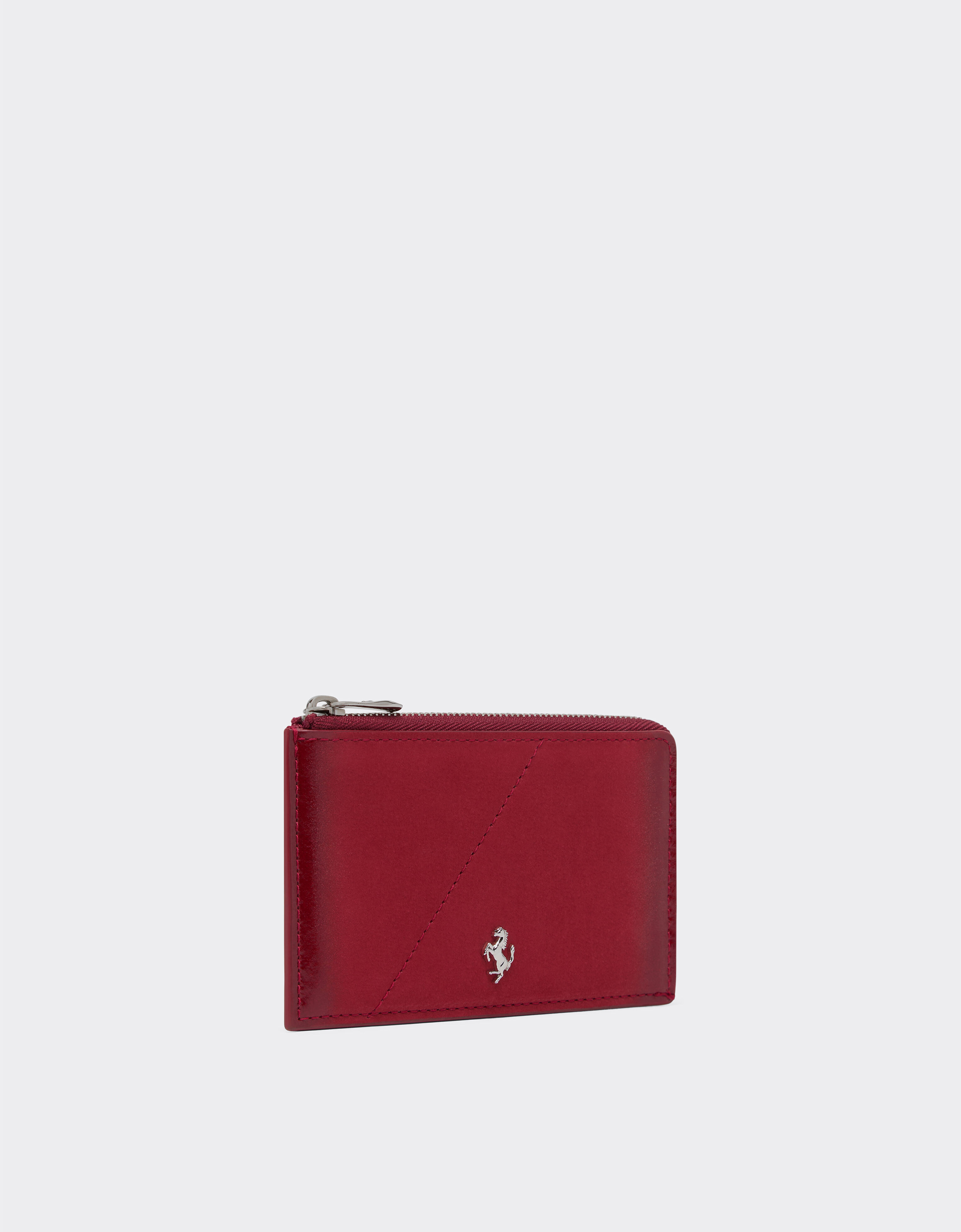 Ferrari Wallet with zip in smooth leather and nubuck Maison Red 50522f