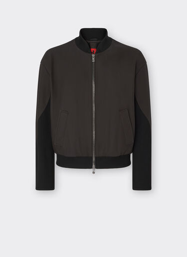 Ferrari Blouson bombardier en cuir nappa caoutchouté et en maille Dark Brown 20967f