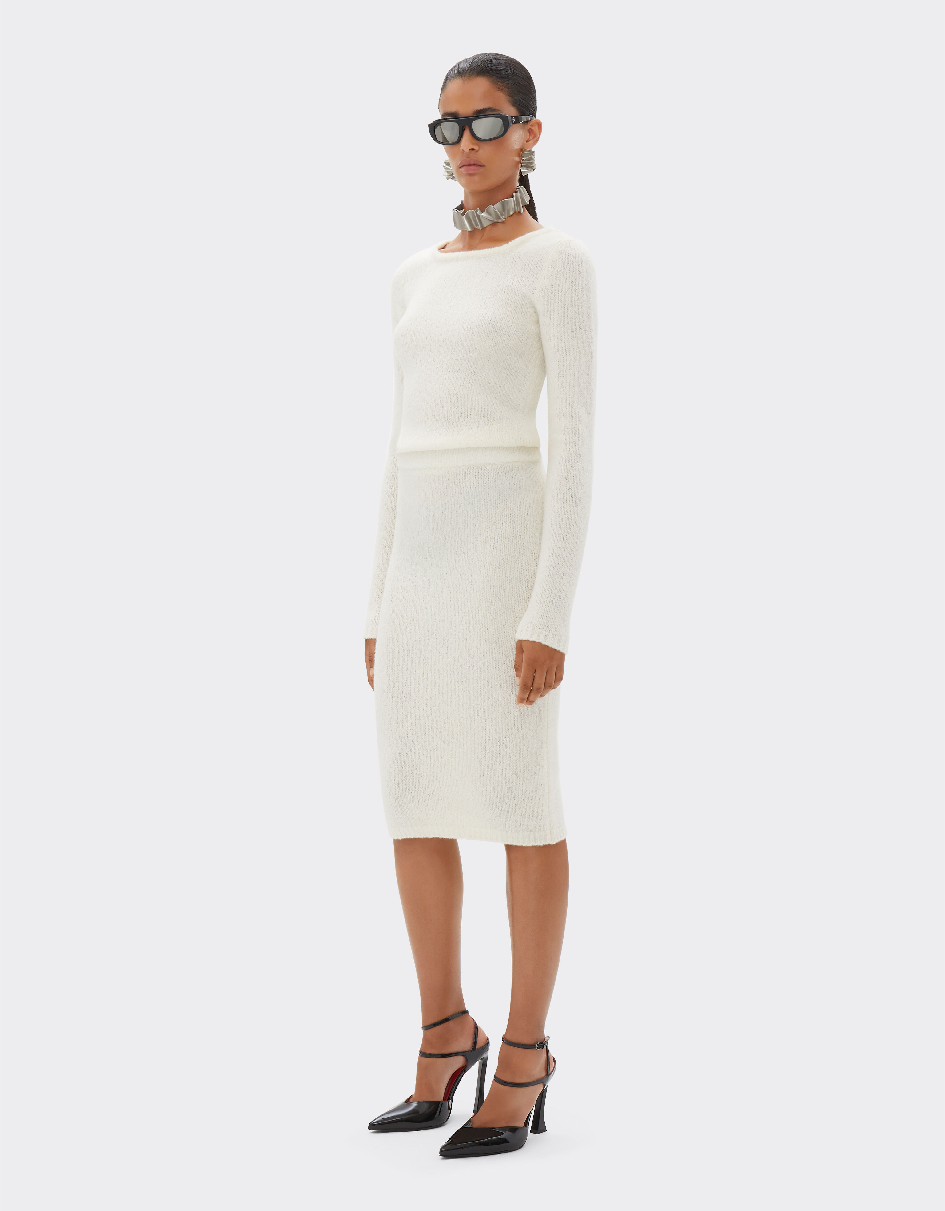 Ferrari Pencil skirt in cashmere and merino wool Ivory 21661f