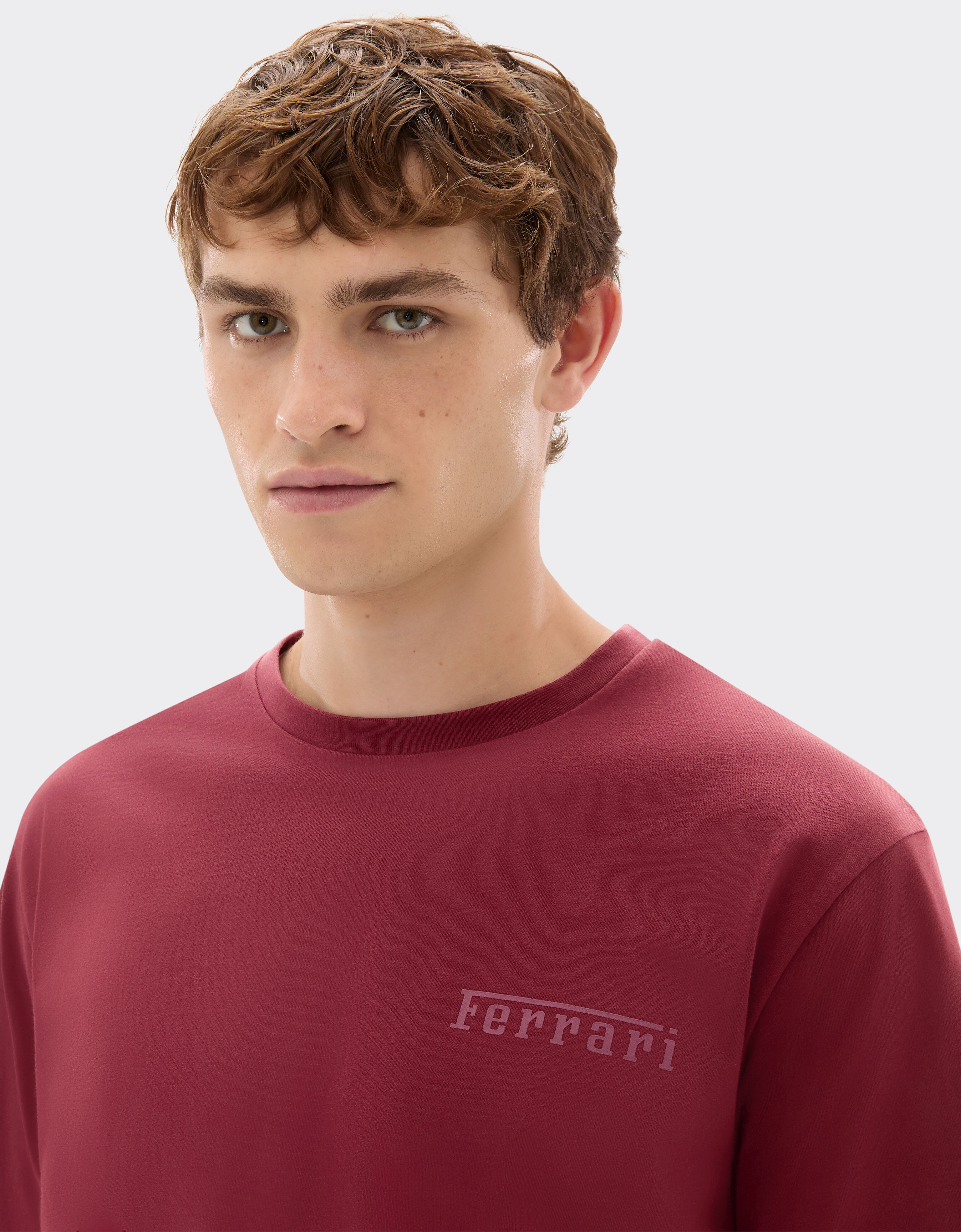 Ferrari Cotton T-shirt with Ferrari logo Mahogany 21163f
