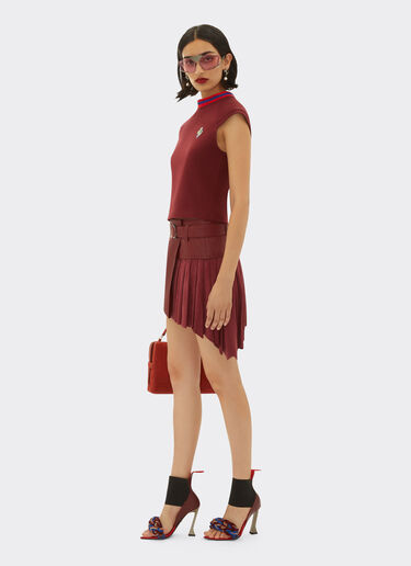 Ferrari Pleated skirt in suede and leather Burgundy 48500f