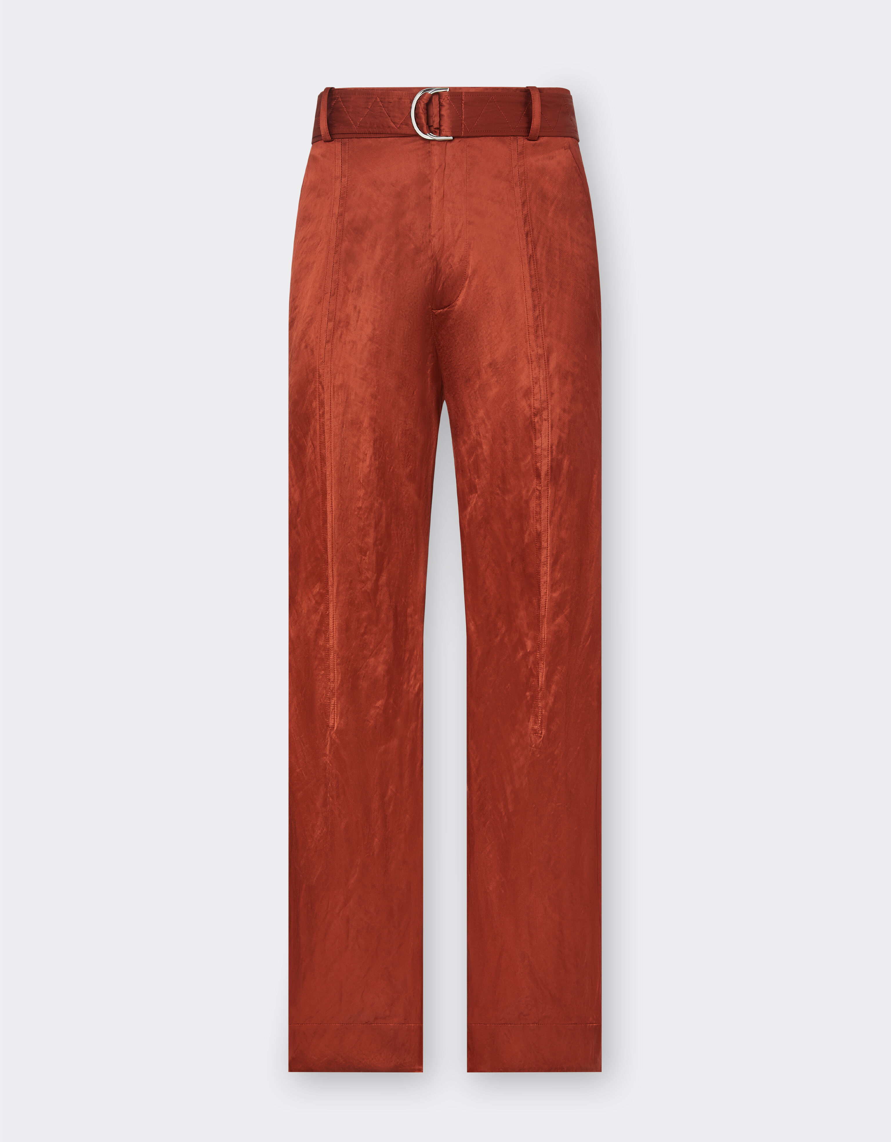 Ferrari Pantalón chino de raso arrugado Rust 20895f