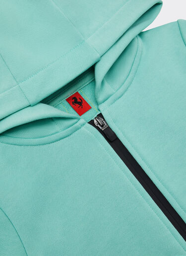 Ferrari French Terry sweatshirt with hood and zip Aquamarine 48526fK