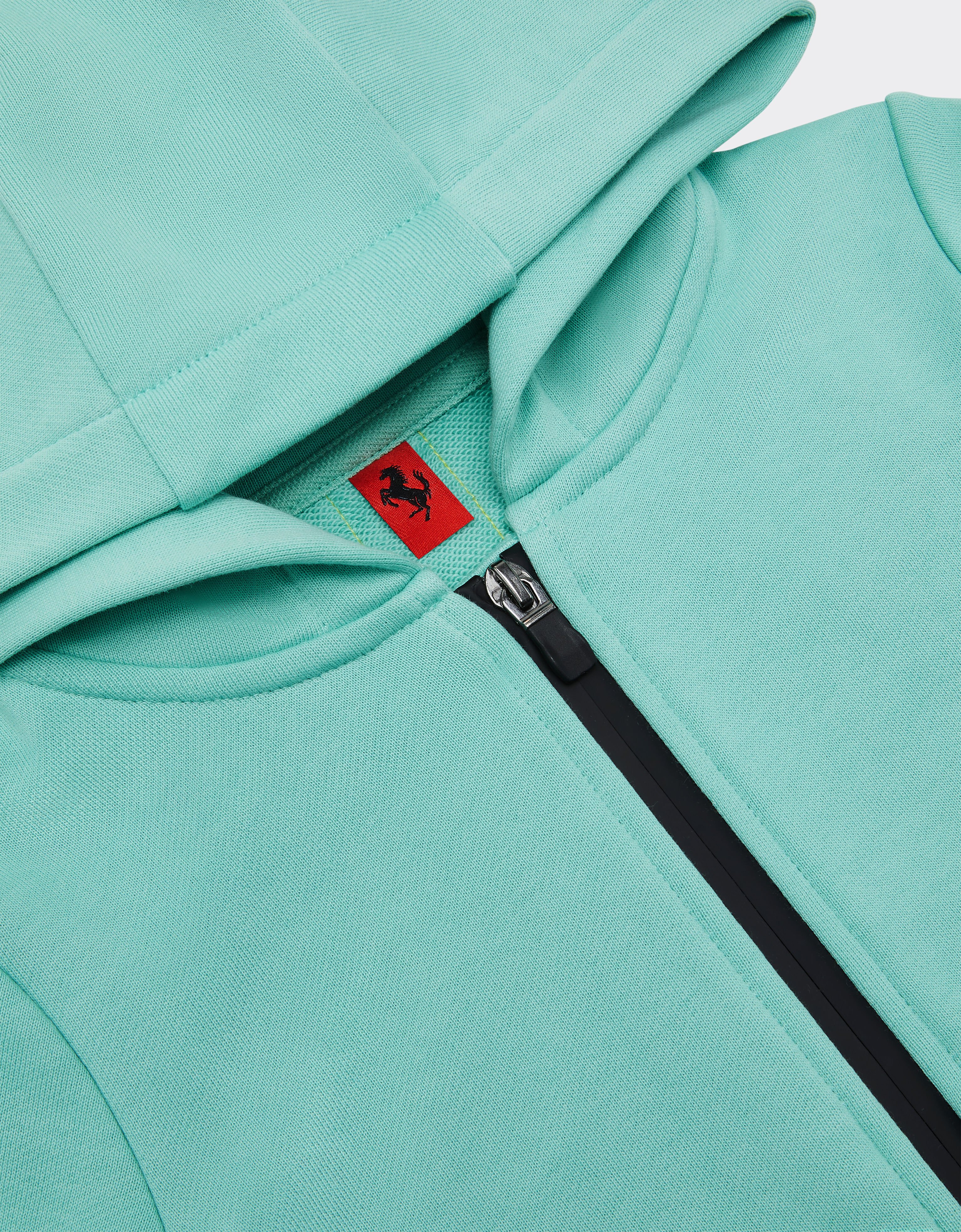 Ferrari French Terry sweatshirt with hood and zip Aquamarine 48526fK