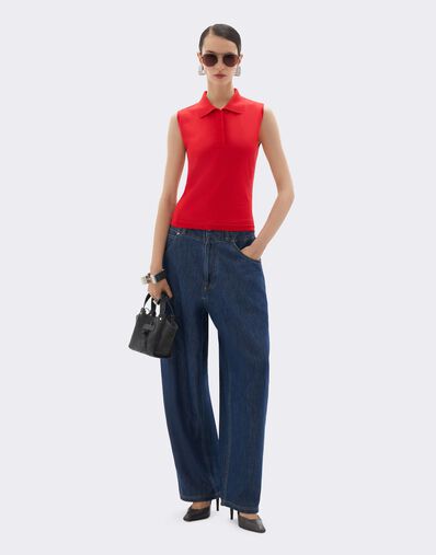 Ferrari Sleeveless cashmere and silk polo Rosso Magma CKWPO0004KWS0006f