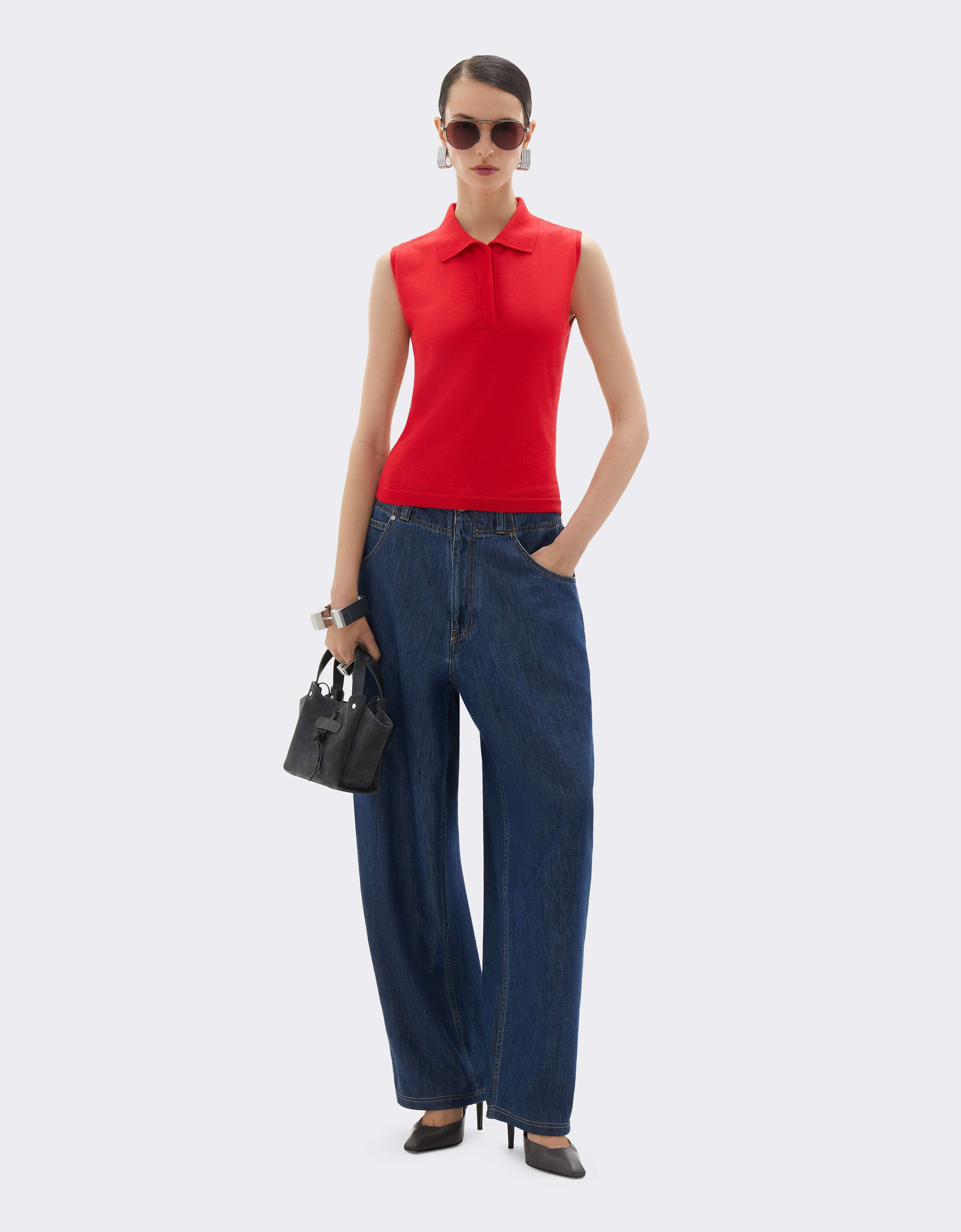 Polo sin mangas de cachemira y seda Ferrari Polo sin mangas de cachemira y seda Rosso Magma CKWPO0004KWS0006f
