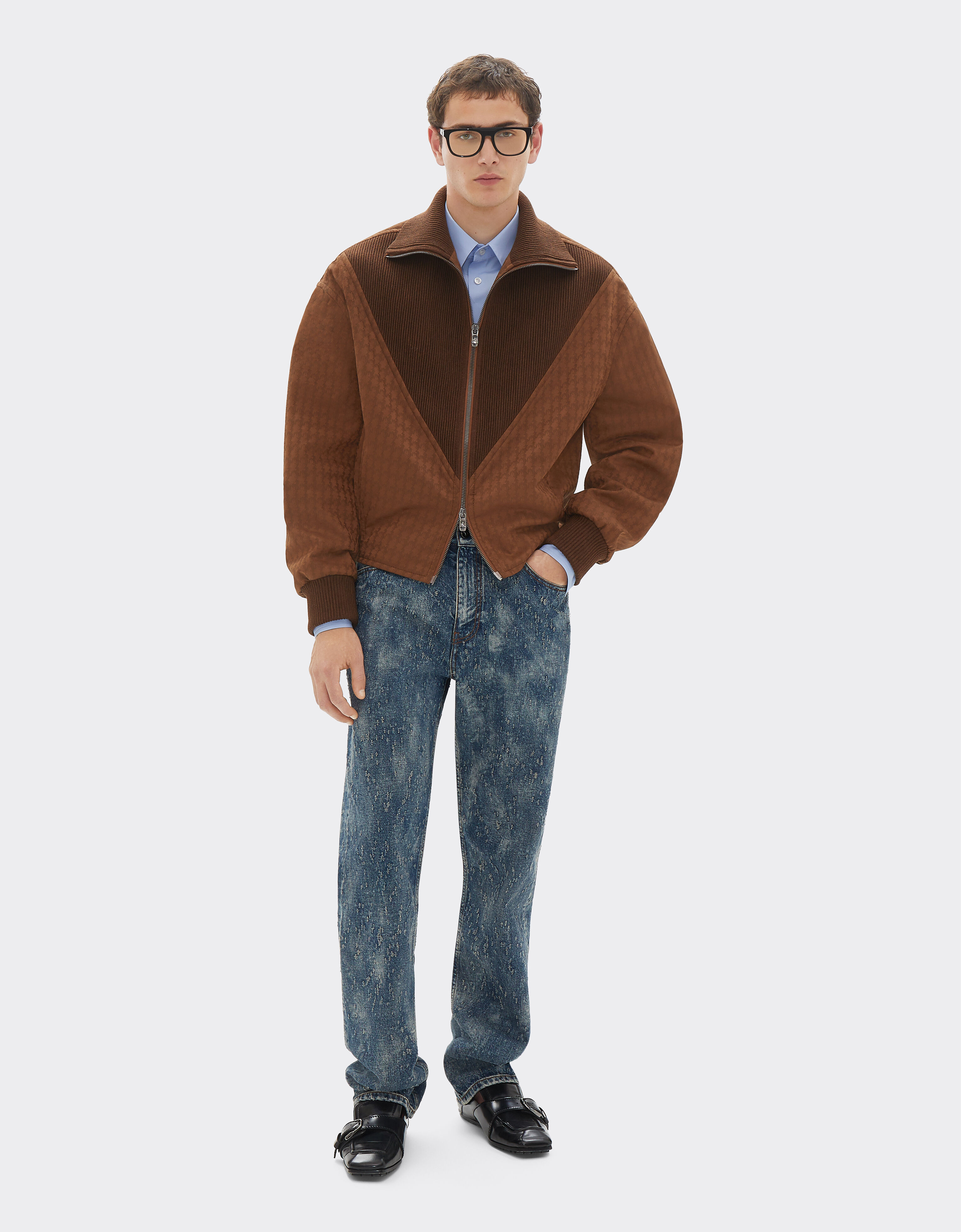Ferrari Bomber jacket in Q-Cycle® cotton twill Espresso 22605f