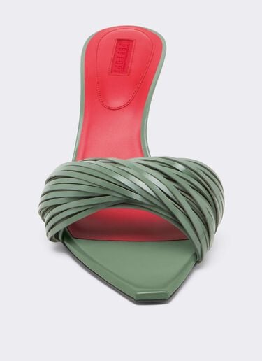 Ferrari Leather Mules with Carved Fringes Salvia CSWML0004XL00007f