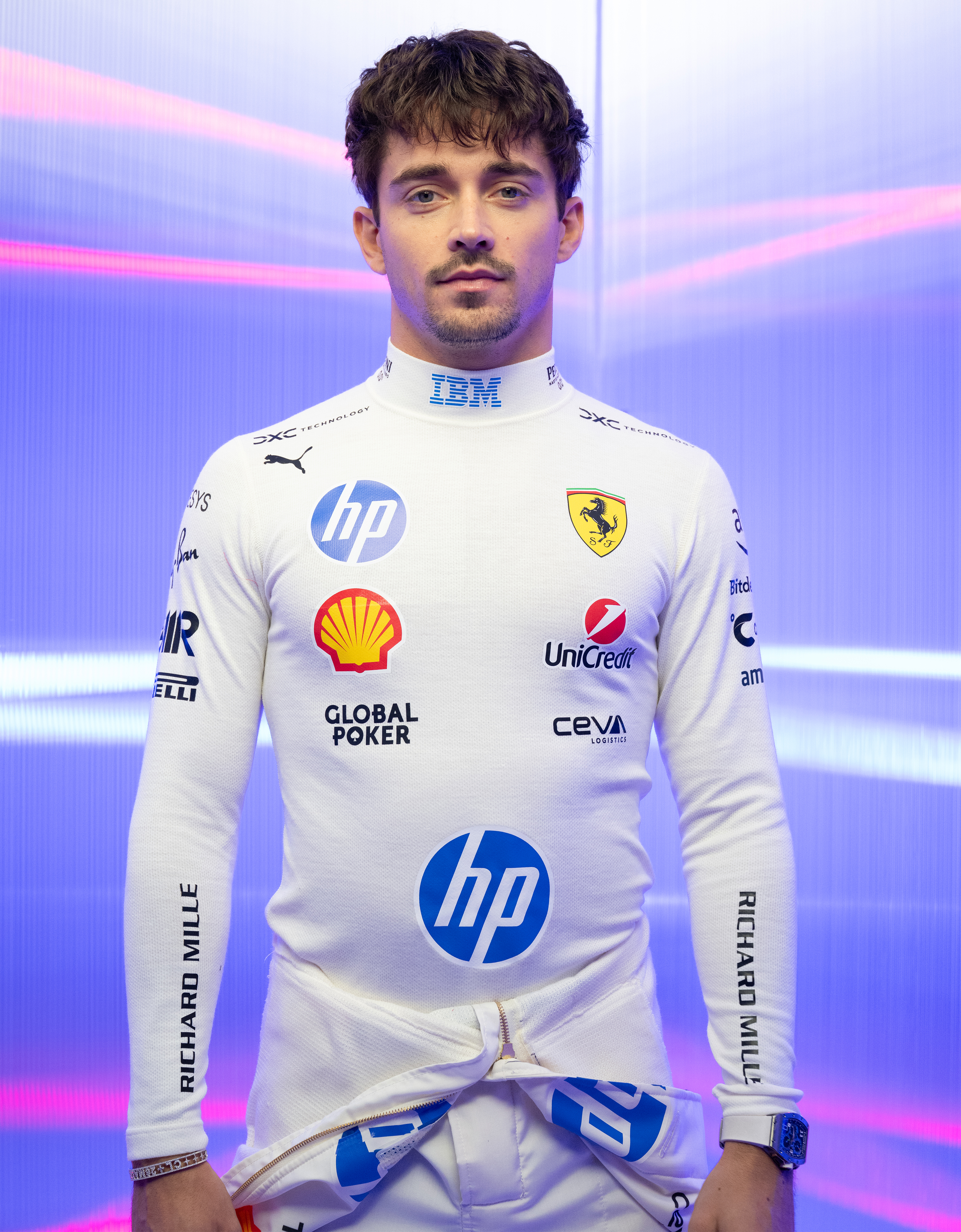 Ferrari Puma for Scuderia Ferrari Charles Leclerc racing undersuit Optical White LA08Yf