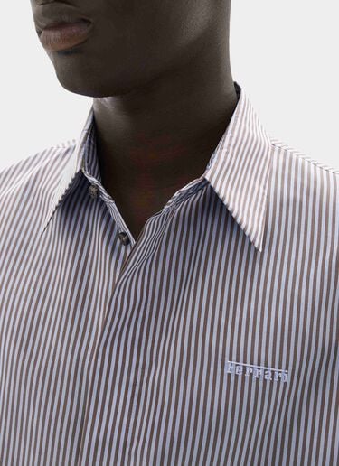 Camisa de barré con mezcla de seda y bordado Ferrari Camisa de barré con mezcla de seda y bordado Powder Blue CWMSH0021WPL0012f