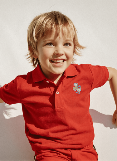 Ferrari Cotton piqué polo shirt with Prancing Horse patch Rosso Corsa 48531fK