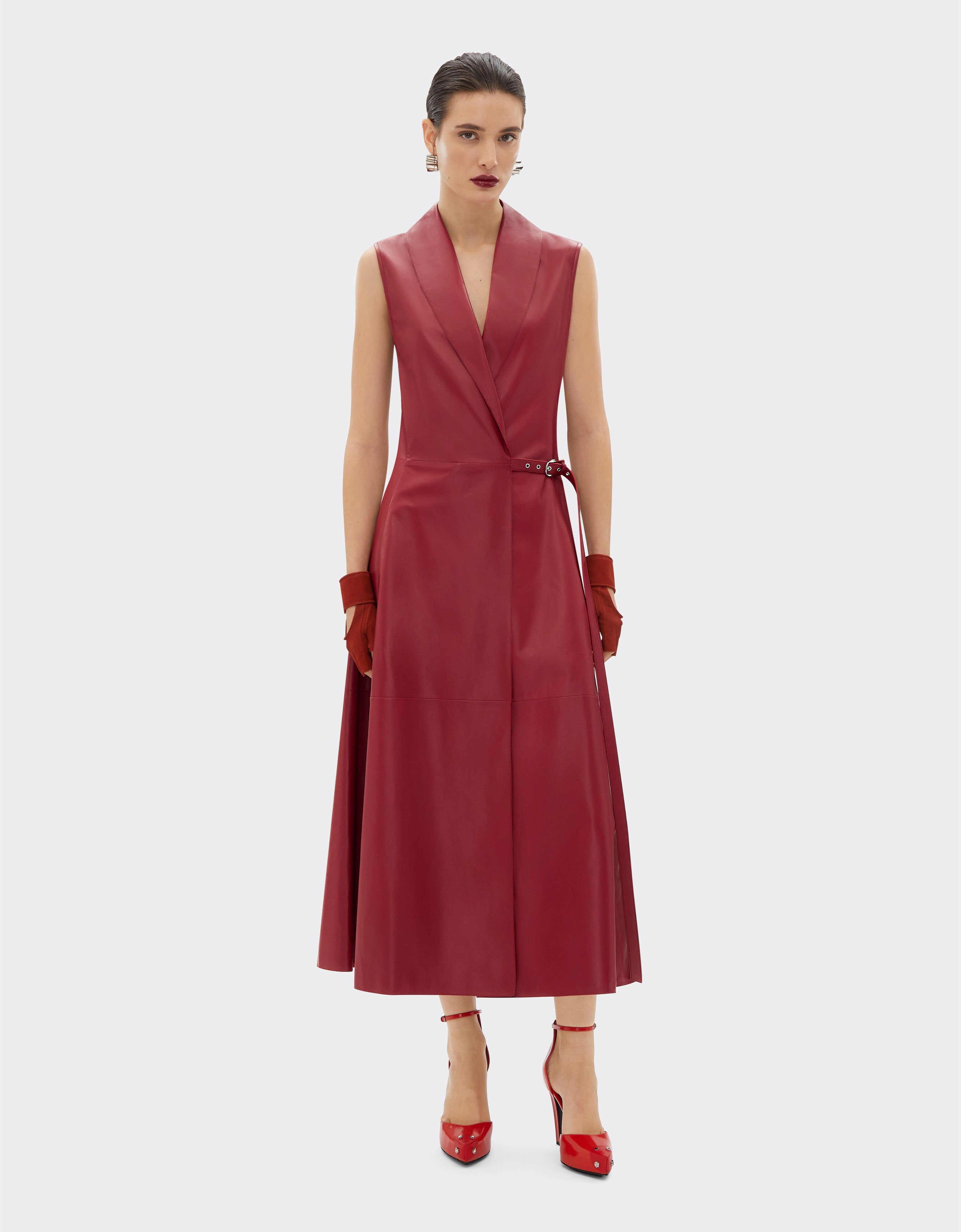 Ferrari Long dress in draped nappa leather Maison Red 22100f