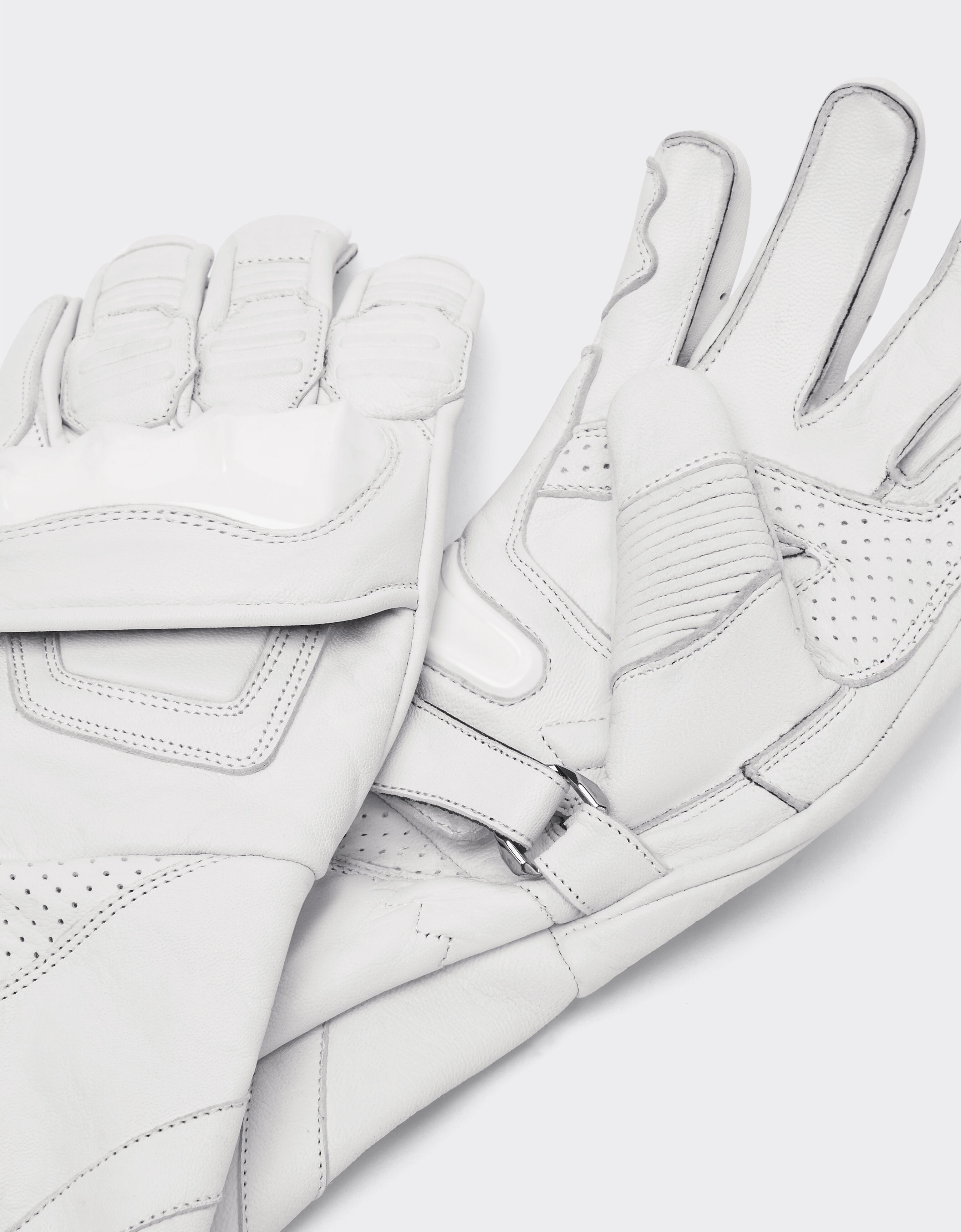Ferrari Long leather gloves Optical White 21157f