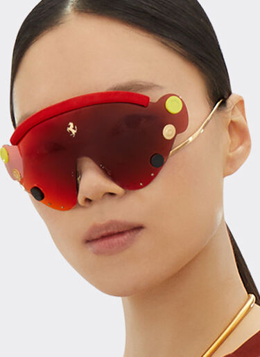 Ferrari Limited Edition Ferrari sunglasses in red and gold-tone metal with red mirror shield Red F1243f