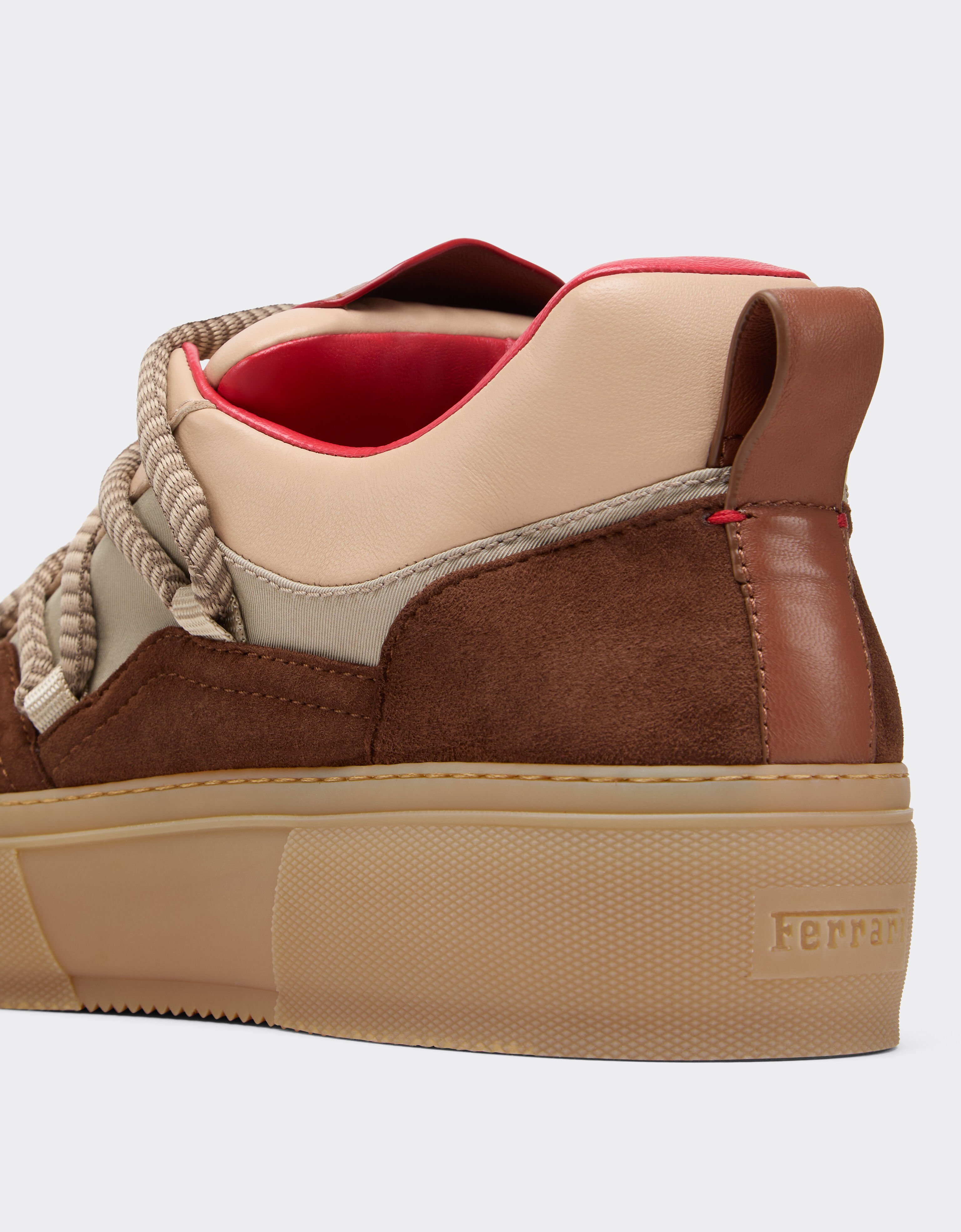 Ferrari Suede, Nappa leather and Q-Cycle® low-top sneaker Beige 22737f