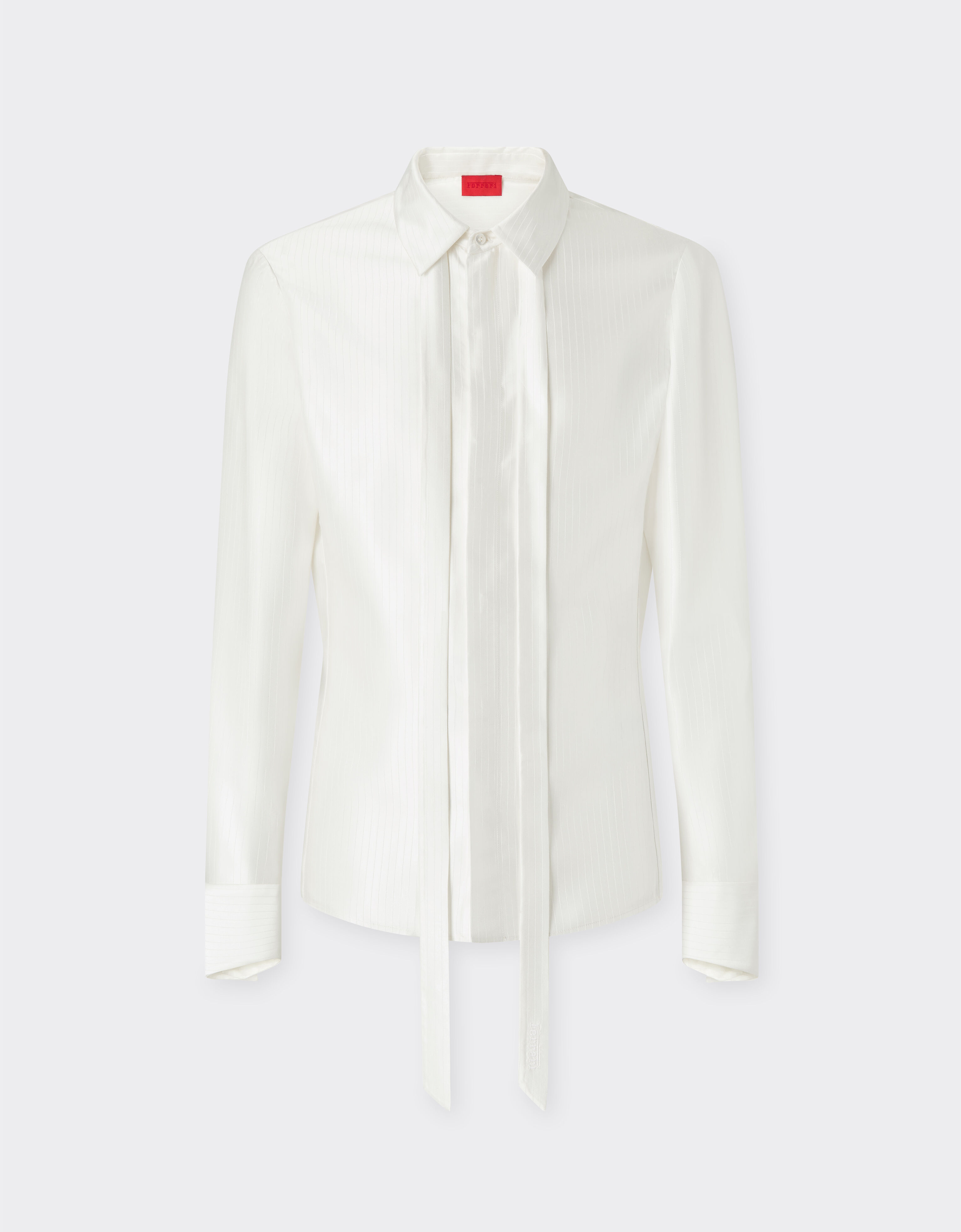 Ferrari Satin shirt with micro-stripe pattern Ivory 49929f