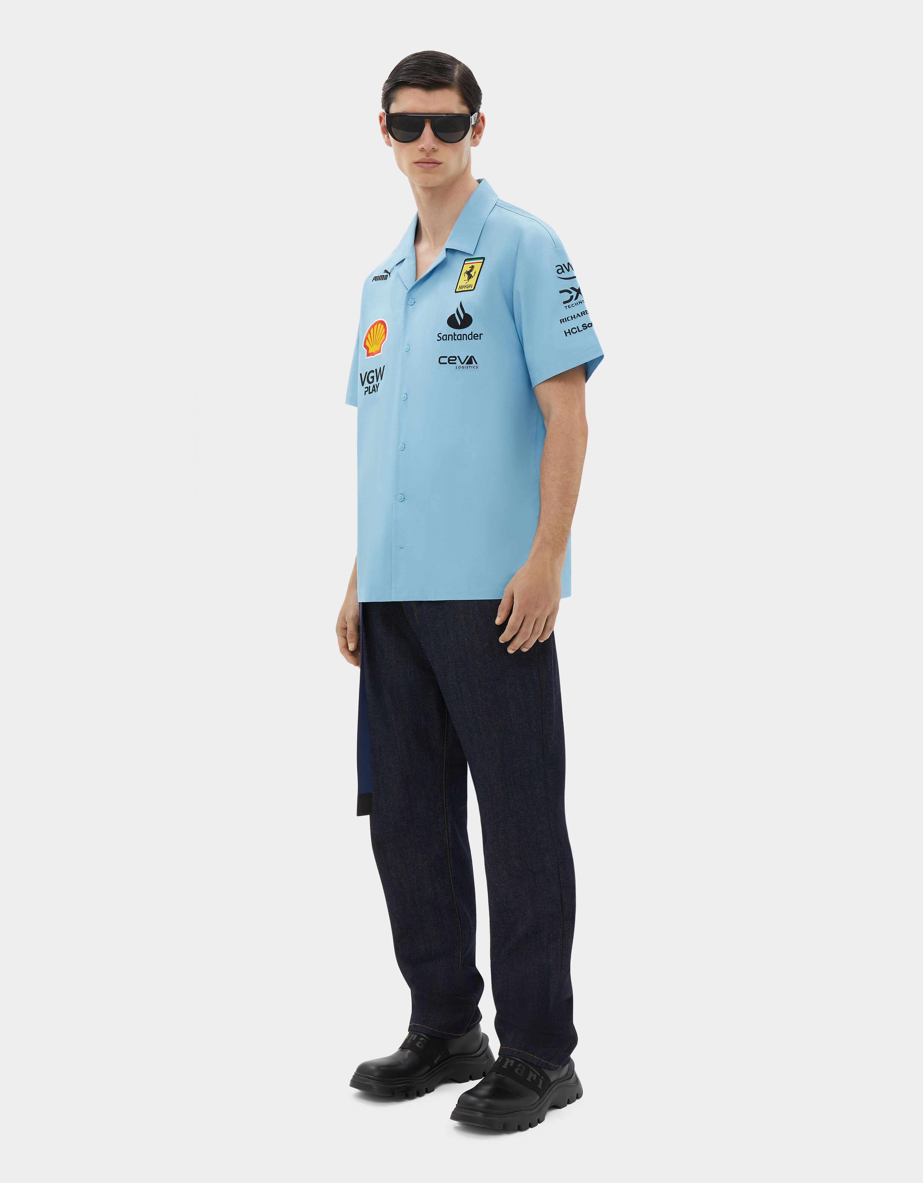 Camicia manica corta Puma per Scuderia Ferrari Miami Special Edition in Azzurro da Uomo Ferrari