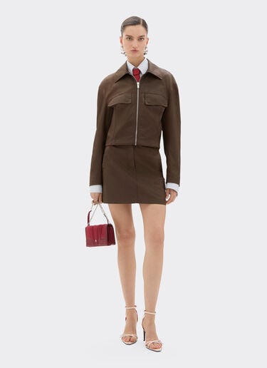 Ferrari Mini skirt in technical gabardine with a vintage effect Khaki Green 49927f