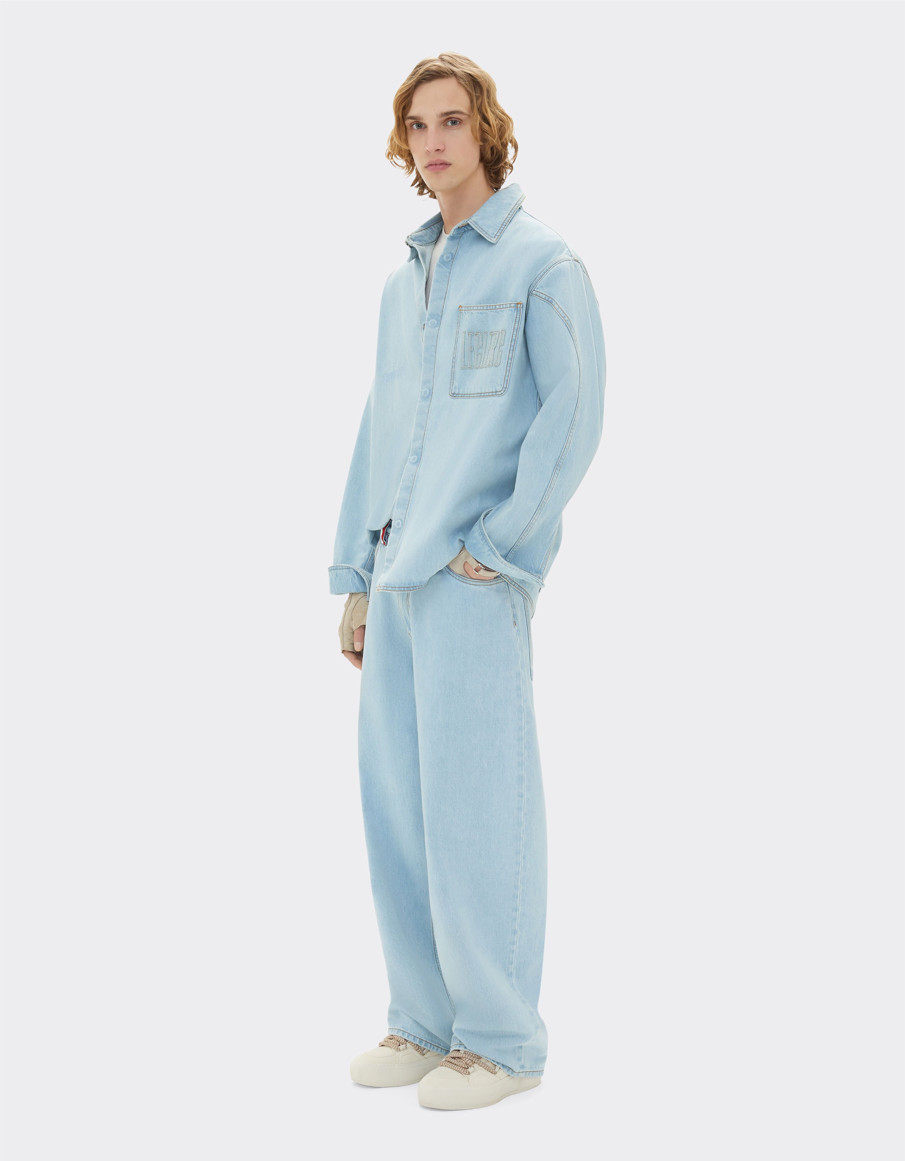 Ferrari Camisa vaquera Ferrari x Charles Leclerc Denim claro 22265f