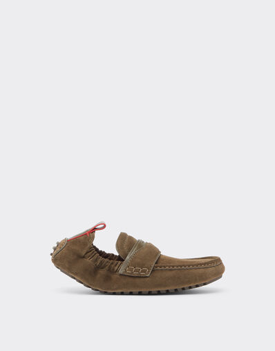 Ferrari Chaussures de conduite en cuir suede Khaki Green 50772f