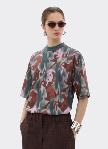 Ferrari T-shirt with Cavallino Ikat print Peacock 22670f