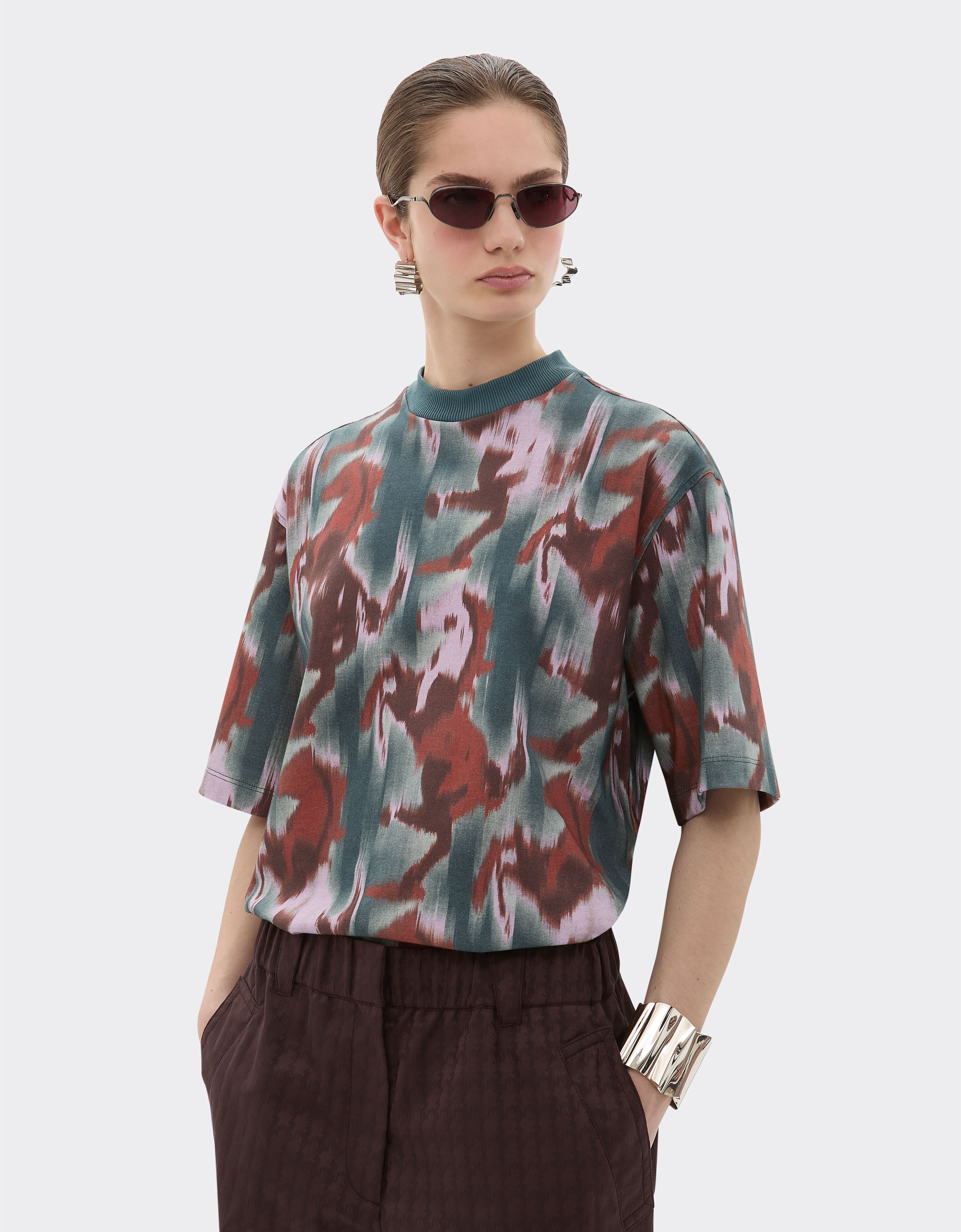 Ferrari T-shirt with Cavallino Ikat print Peacock 22670f