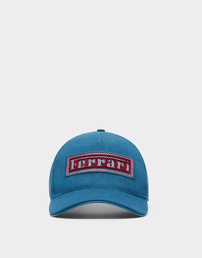 Ferrari Cotton and leather baseball cap with Ferrari patch Peacock 22698f