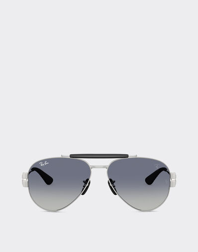 Ferrari Ray-Ban for Scuderia Ferrari RB3762M en métal argenté avec des verres bleus dégradés gris Argent LA018f