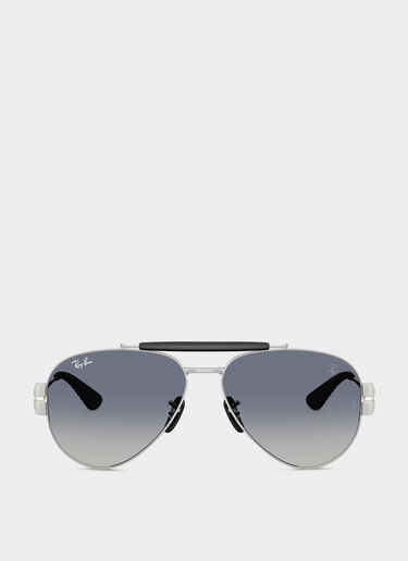 Ferrari Ray-Ban für Scuderia Ferrari RB3762M aus silbernem Metall mit blauen Gläsern mit grauem Farbverlauf Silber LA018f