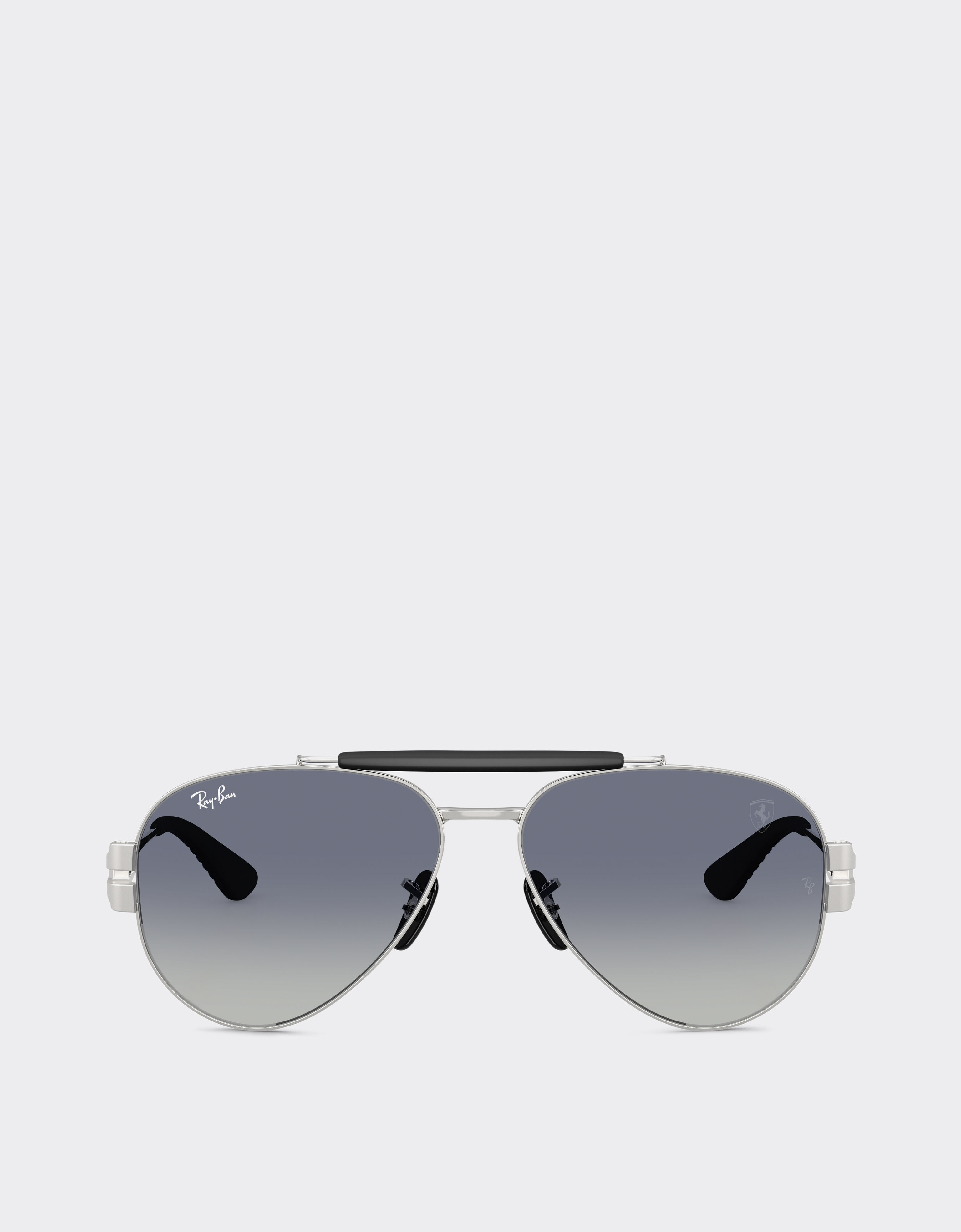 Ferrari Ray-Ban für Scuderia Ferrari RB3762M aus silbernem Metall mit blauen Gläsern mit grauem Farbverlauf Silber LA018f