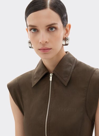 Ferrari Mini dress in technical gabardine with a vintage effect Khaki Green 49928f