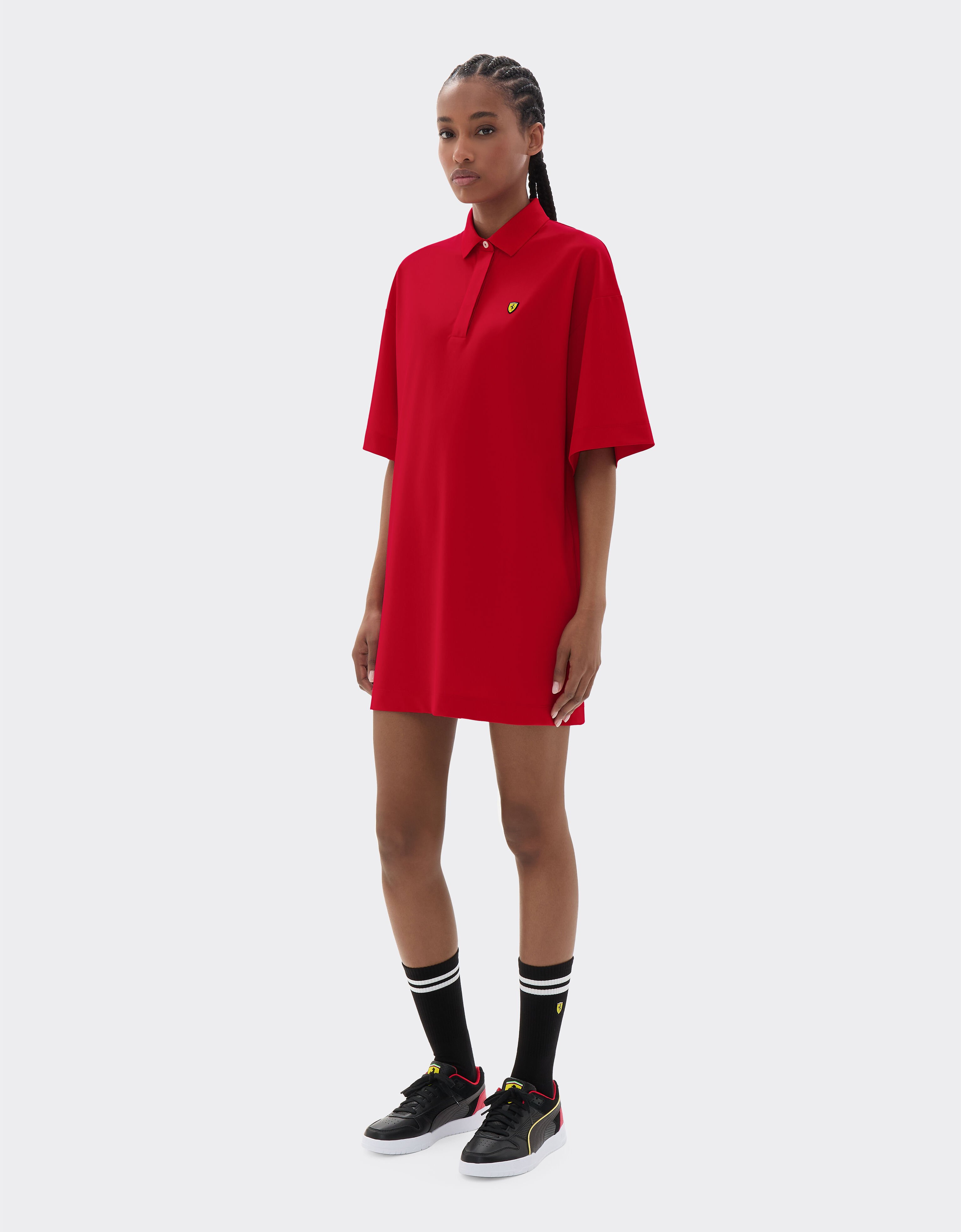  Mini-robe polo en piqué technique Rosso SJWDR0023JCO0023f