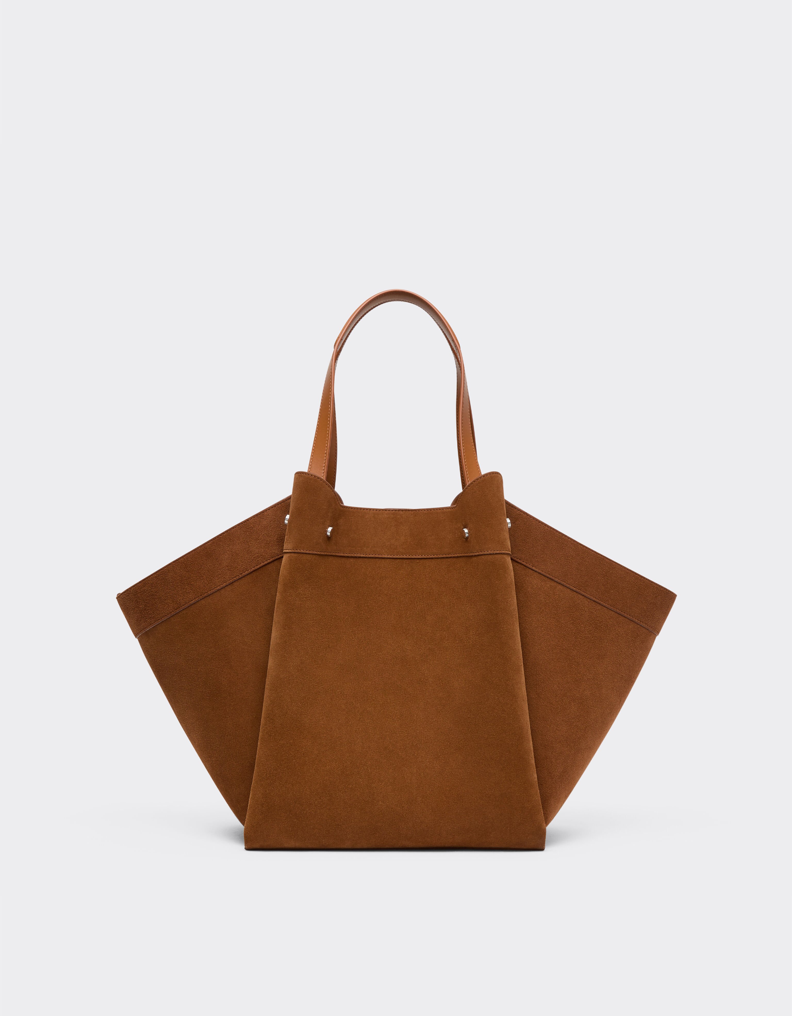 Ferrari Sac cabas en daim et cuir lisse Jute 50593f